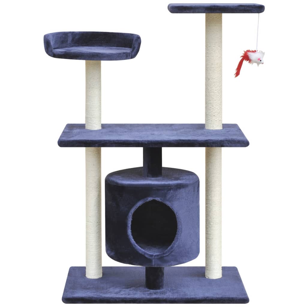 vidaXL Arbre à chat Grattoir 94,5 cm 1 Niche Bleu foncé