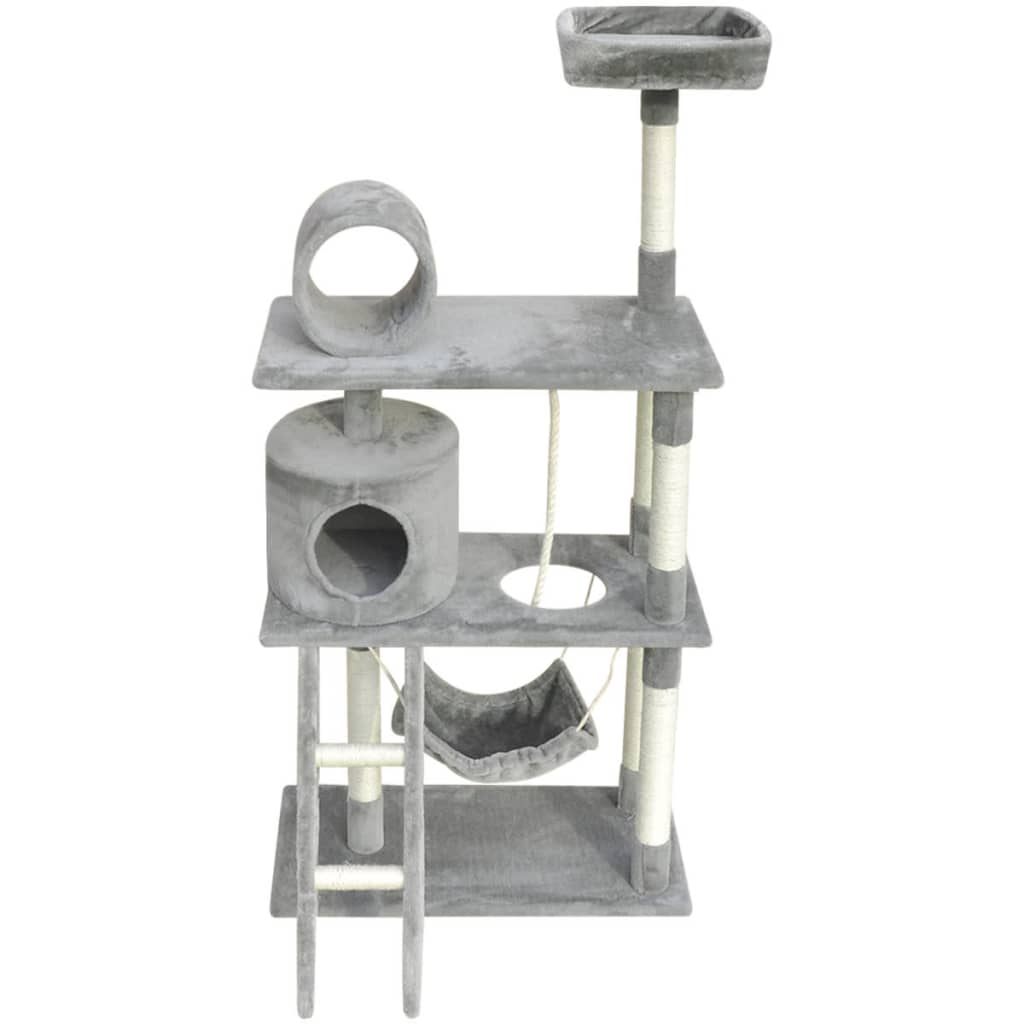 Albero tiragraffi per gatti 140 cm con 1 casetta grigio