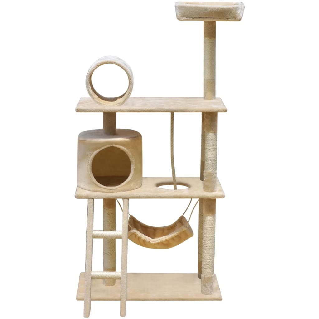 Arbre à chat Grattoir 140 cm 1 Niche Beige