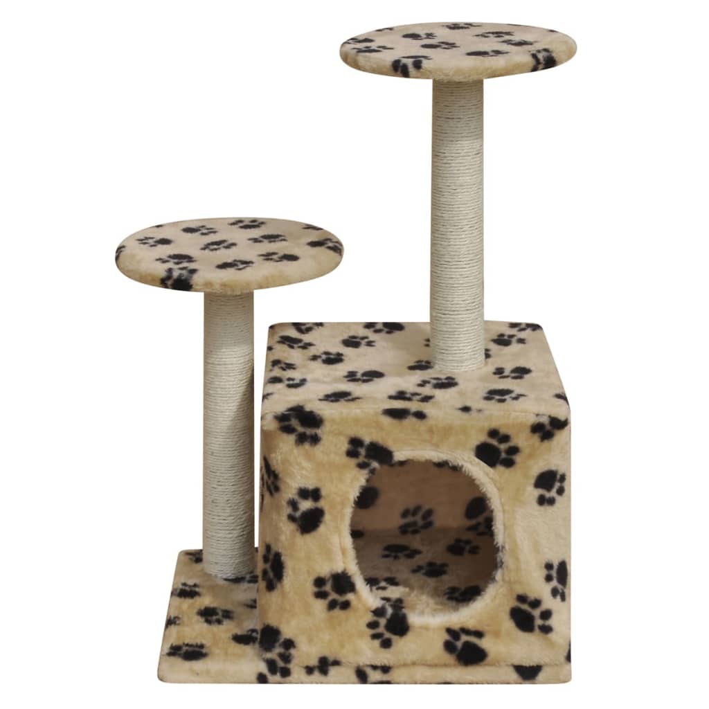 

vidaXL Kattenkrabpaal 64 cm 1 huisje beige met potenprint
