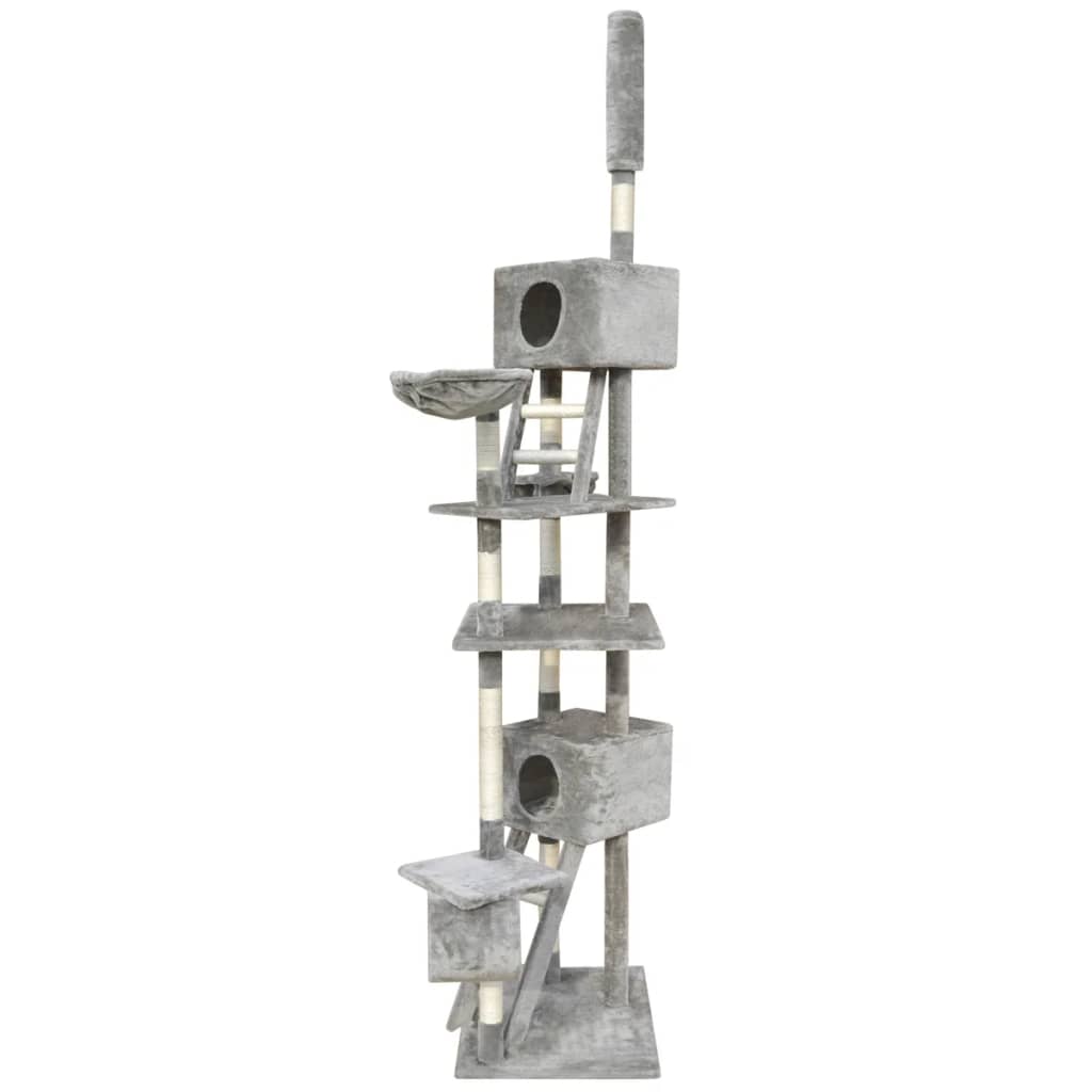 vidaXL Cat Tree Scratching Post 230-260 cm 2 Houses Grey