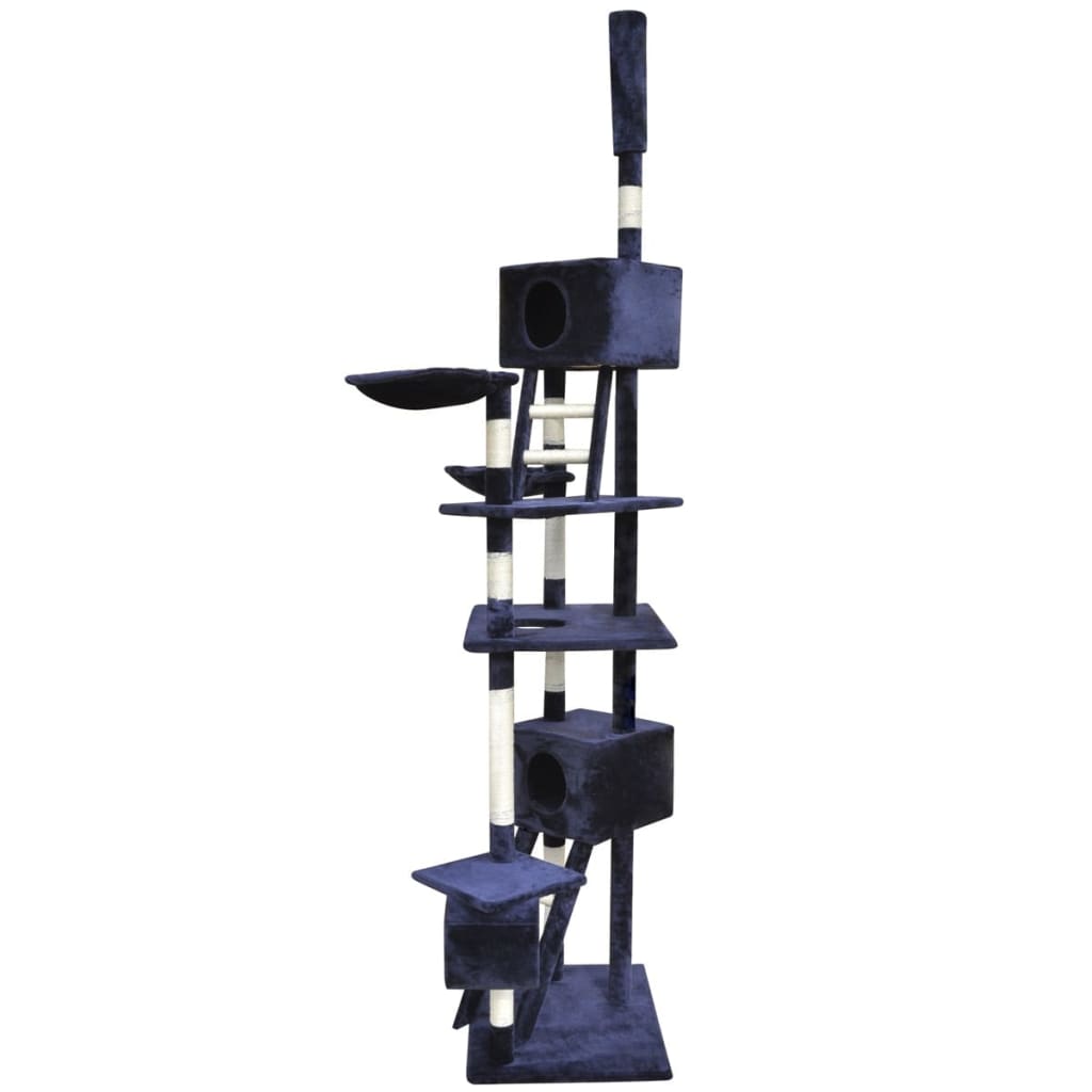 170339 vidaXL Cat Tree Scratching Post 230-260 cm 2 Houses Dark Blue