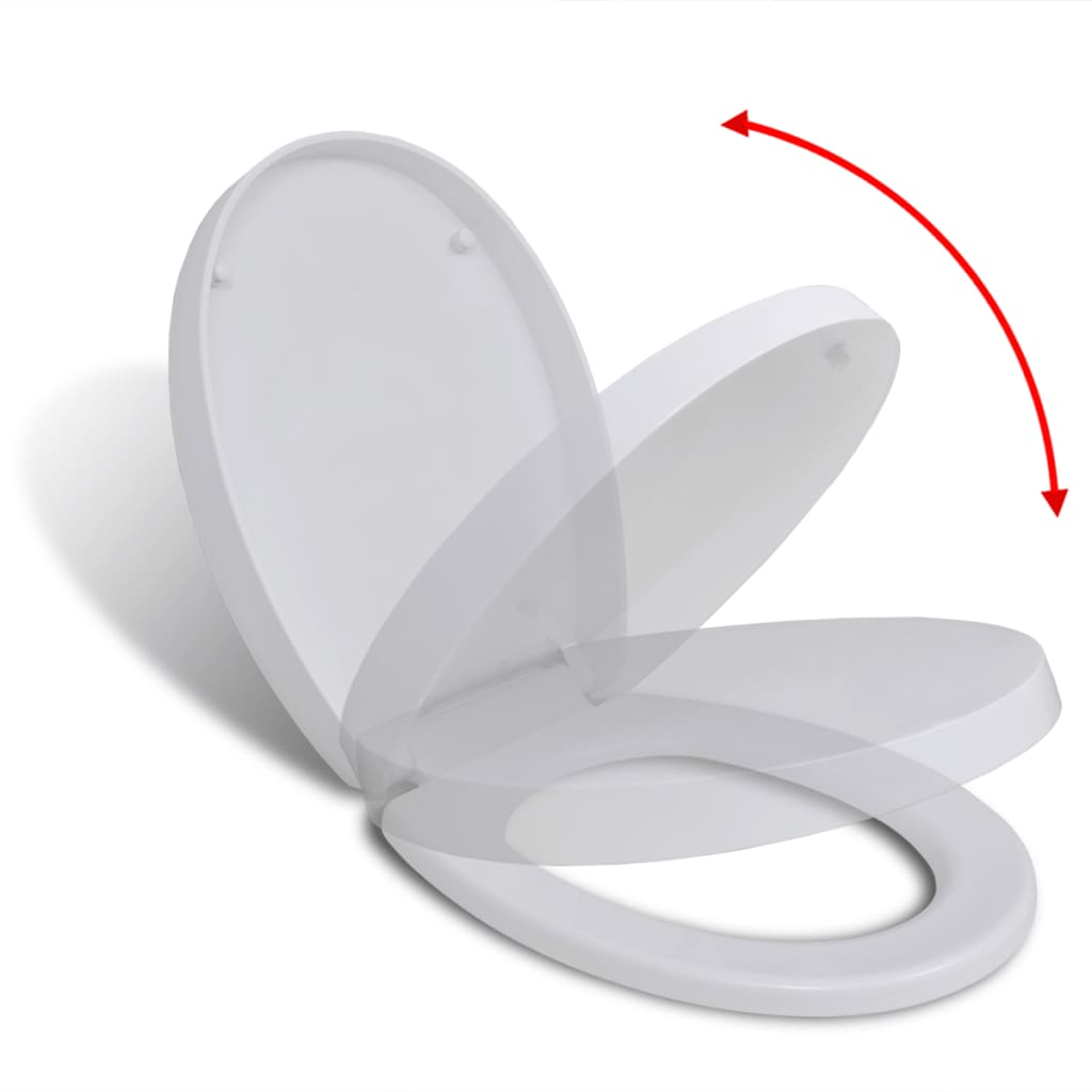 vidaXL Soft-close Toilet Seat with Quick-release Design White Oval