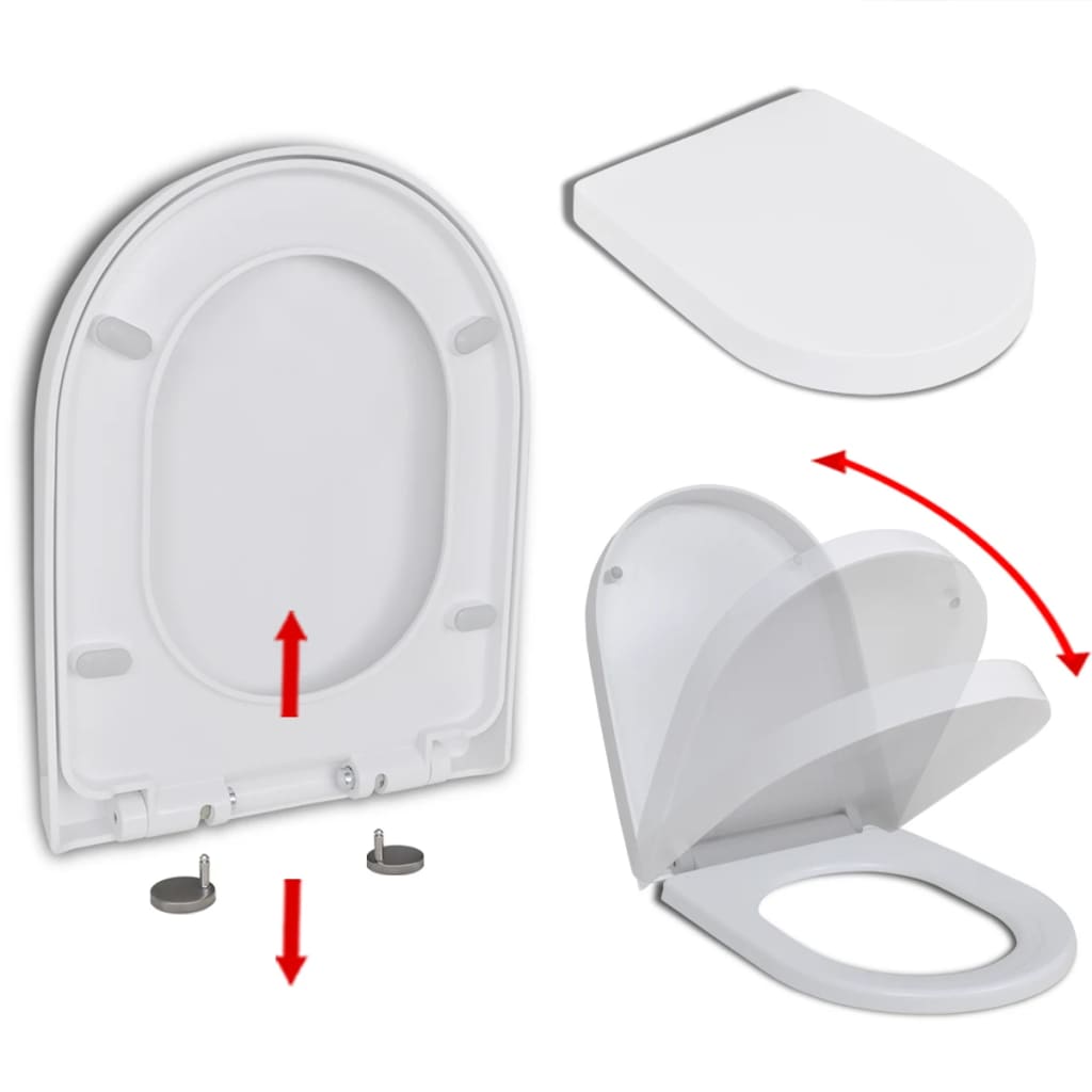 Fehér szögletes gyorskioldó WC-ülőke lassan csukódó fedéllel 
