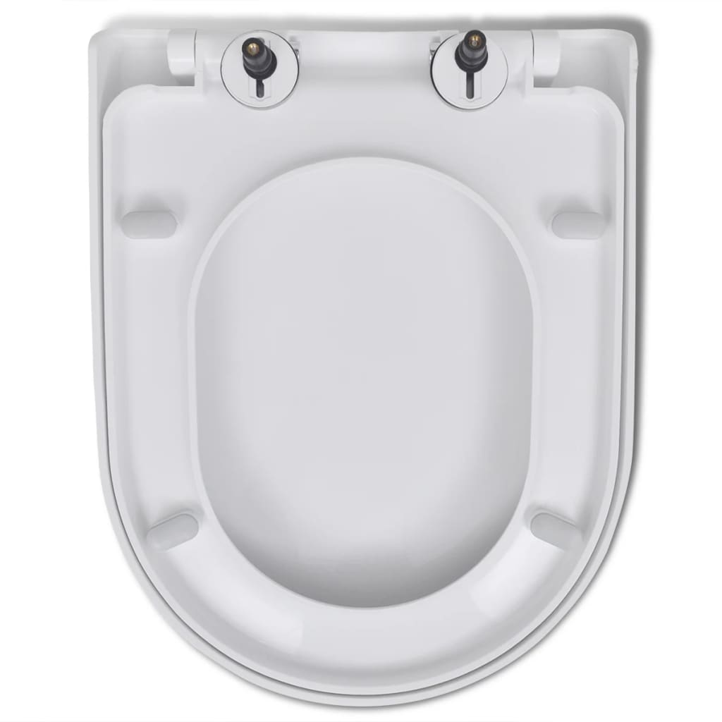 Fehér szögletes gyorskioldó WC-ülőke lassan csukódó fedéllel 