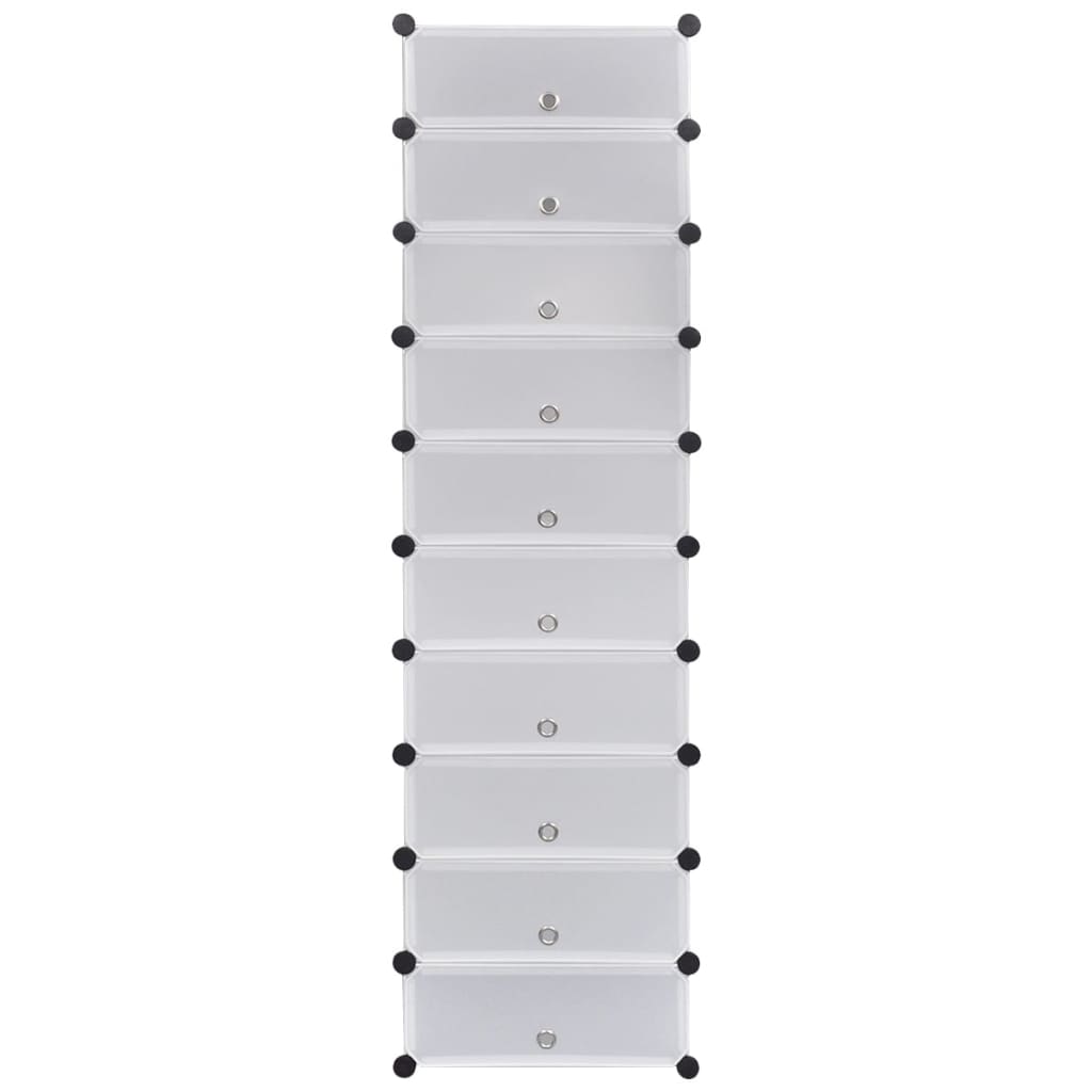 White Shoe Organiser Storage Rack with 10 Compartments 47x37x172 cm