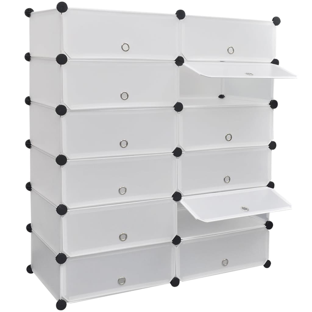 Dulap modular încălțăminte cu 12 compartimente 92x37x105 cm, alb imagine vidaxl.ro