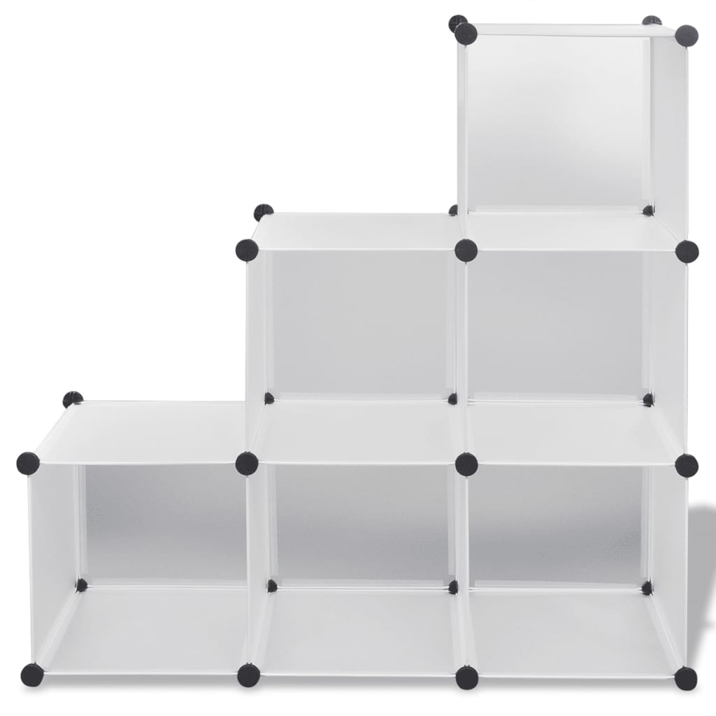 Scaffale bianco con cubi con 6 scomparti 110 x 37 x 110 cm