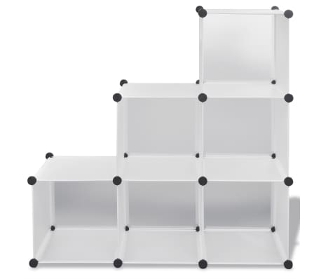Hvit skohylle organisator med 6 rom 110 x 37 x 110 cm