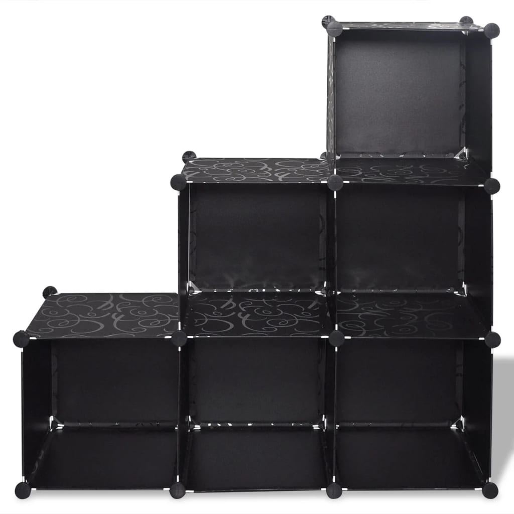 Čierny hranatý odkladací organizér so 6 oddeleniami 110 x 37 x 110 cm