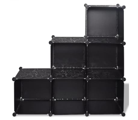 Svart skohylle organisator med 6 rom 110 x 37 x 110 cm