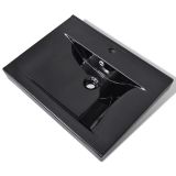 Ceramic Basin Rectangular Sink Black with Faucet Hole 23.6" x 18.1"