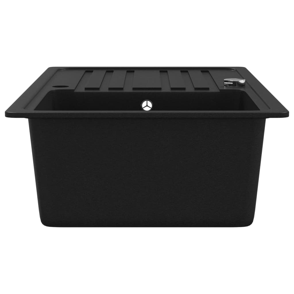 Évier De Cuisine En Granite Avec égouttoir Réversible Noir VidaXL 15 width=274