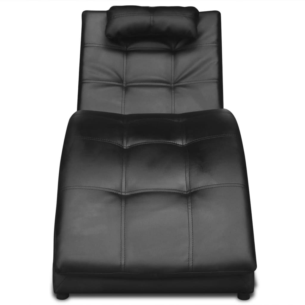 

vidaXL Chaise longue met kussen kunstleer zwart