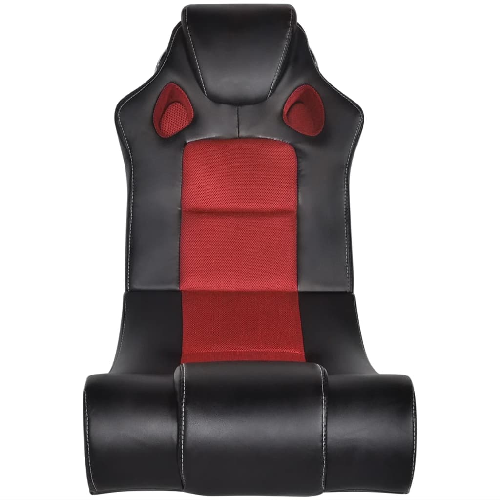 vidaXL Scaun balansoar muzical, negru și roșu, piele ecologică