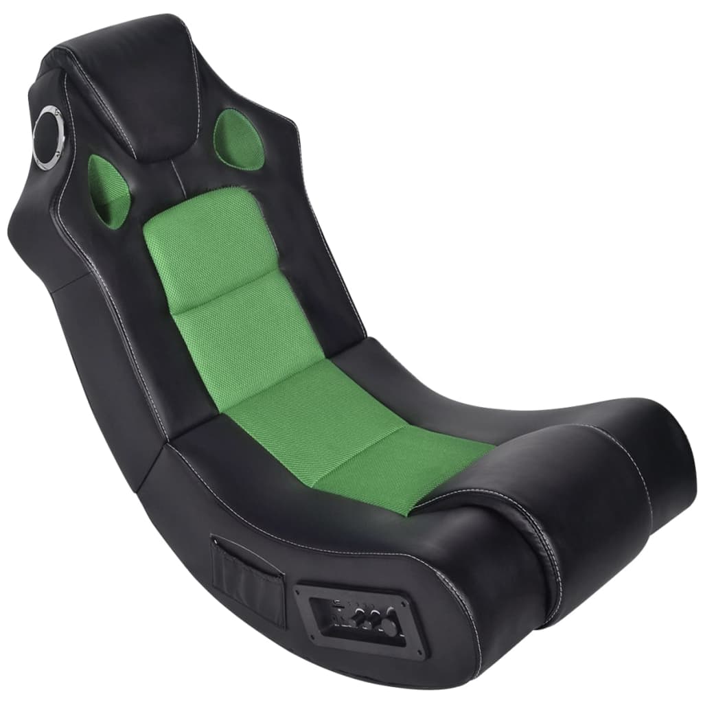 Stolica za ljuljanje s glazbom crno-zelena od umjetne kože Stolice za igru Naručite namještaj na deko.hr