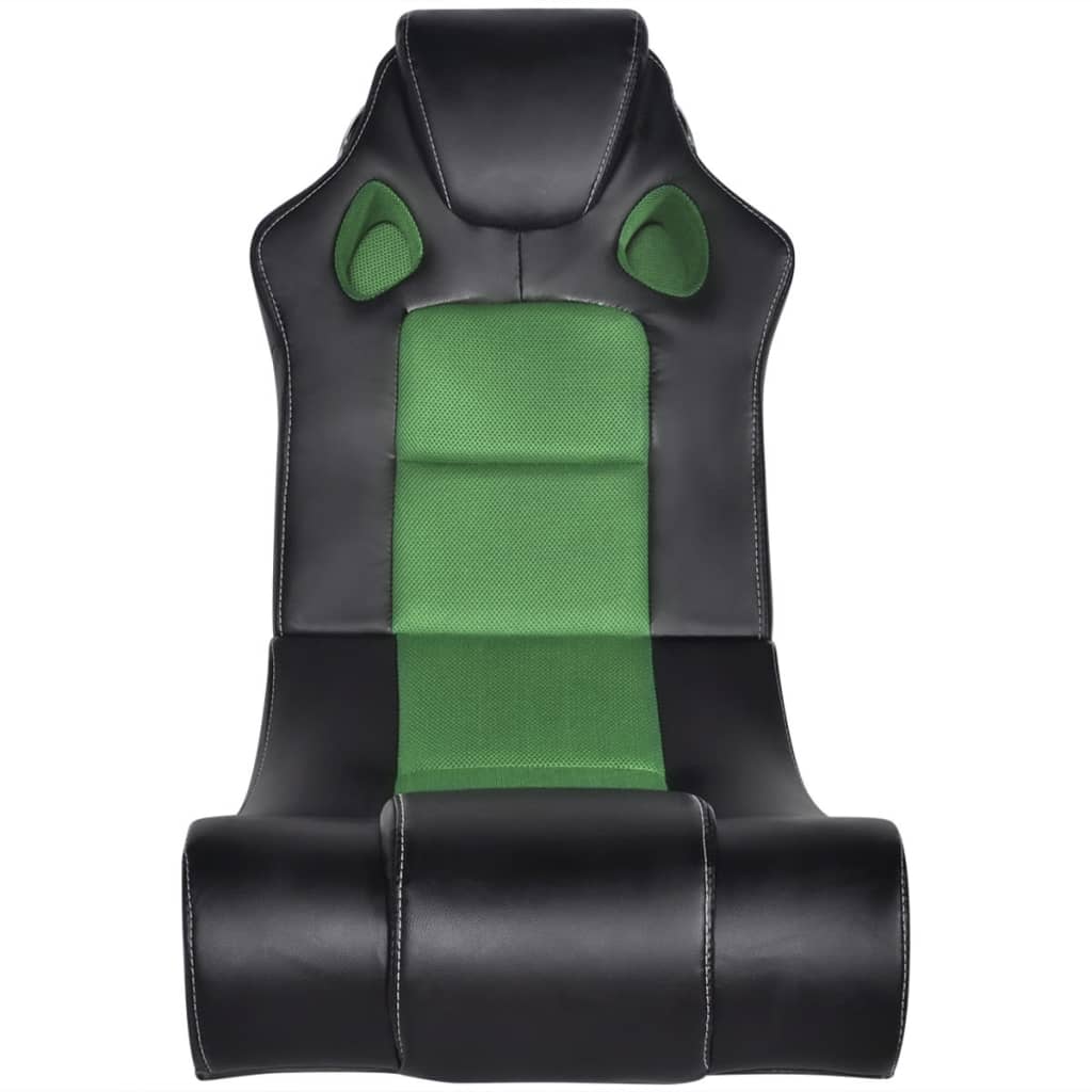vidaXL Scaun balansoar muzical, negru și verde, piele ecologică