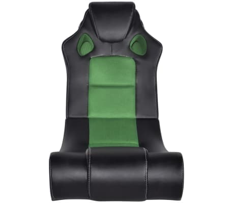 vidaXL Scaun balansoar muzical, negru și verde, piele ecologică