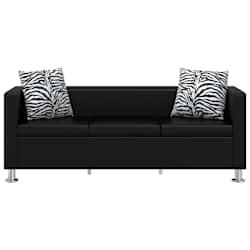 vidaXL Sofa 3-osobowa ze sk&oacute;ry syntetycznej, czarna