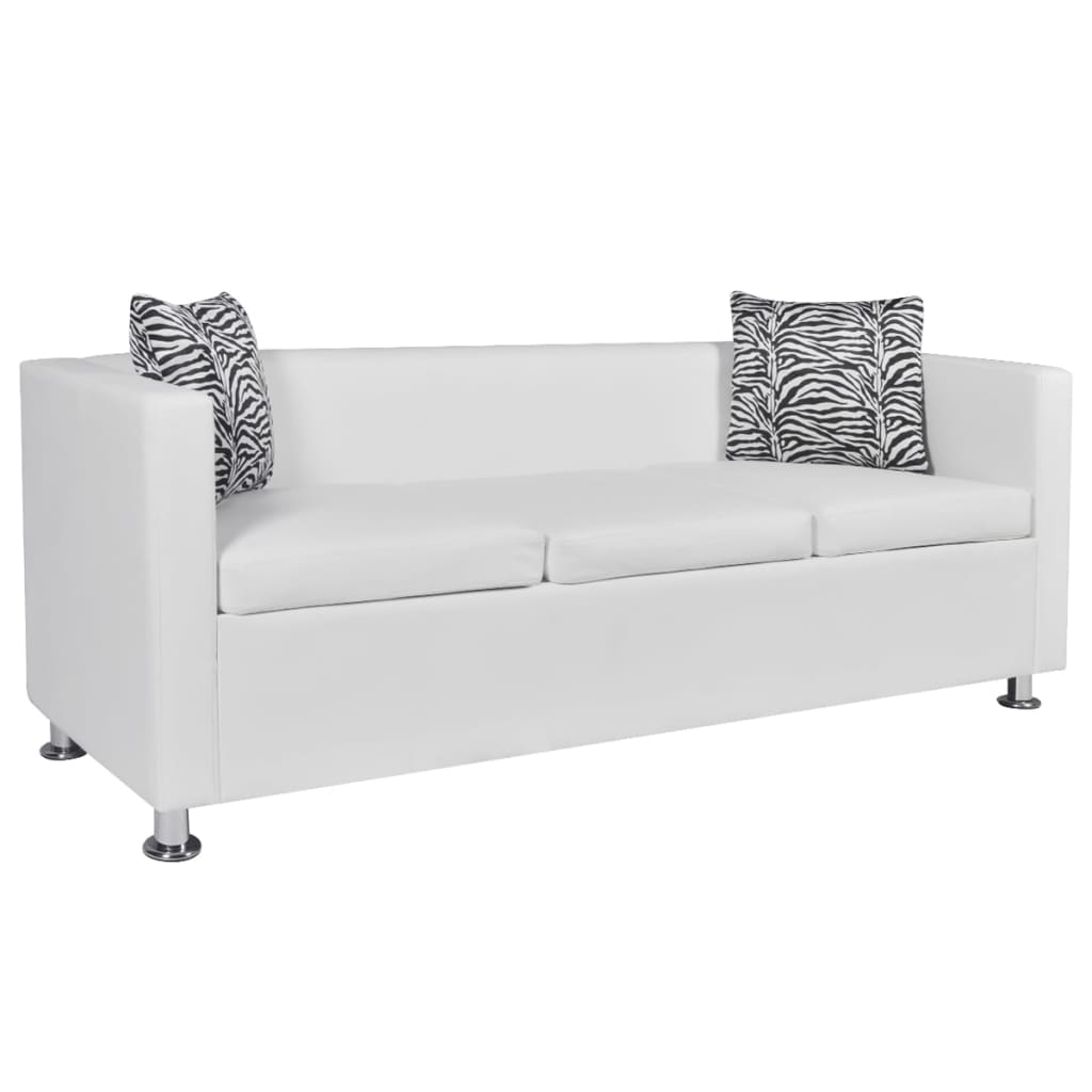 vidaXL Sofa 3-Sitzer Kunstleder Weiß