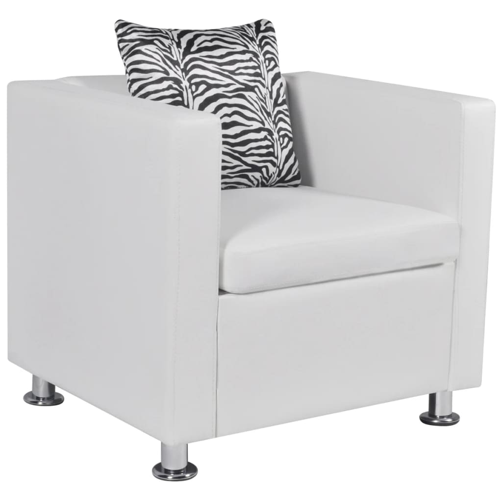 242213 Armchair White Faux Leather