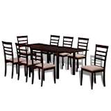 Brown Cream Solid Wood Extending Dining Table Set with 8 Chairs
