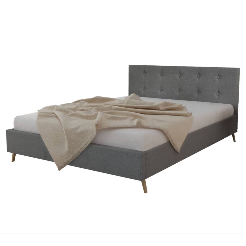 Bett mit Memory-Schaum-Matratze Hellgrau Stoff 140×200 cm kaufen
