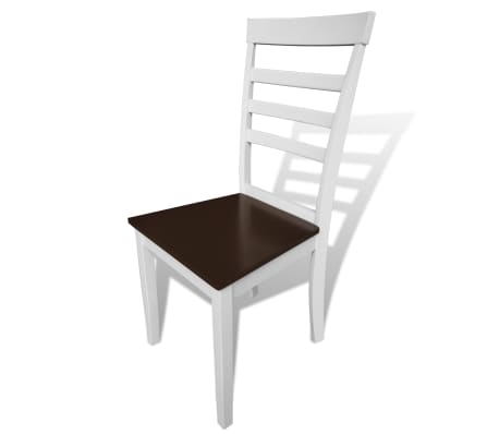 vidaXL Dining Chairs 6 pcs Brown and White Solid Wood and MDF