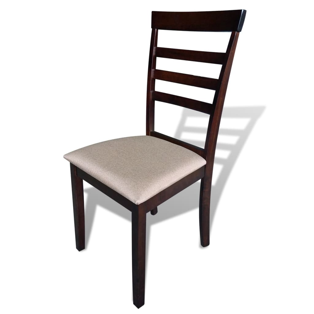 vidaXL Καρέκλες Τραπεζαρίας 6 τεμ. Καφέ/Κρεμ από Μασίφ Ξύλο/Ύφασμα