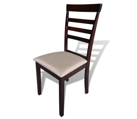 vidaXL Valgomojo kėdės, 6vnt., rudos ir kreminės, mediena ir audinys