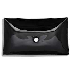Keramické umyvadlo, černé, obdélníkové - obrázek 3