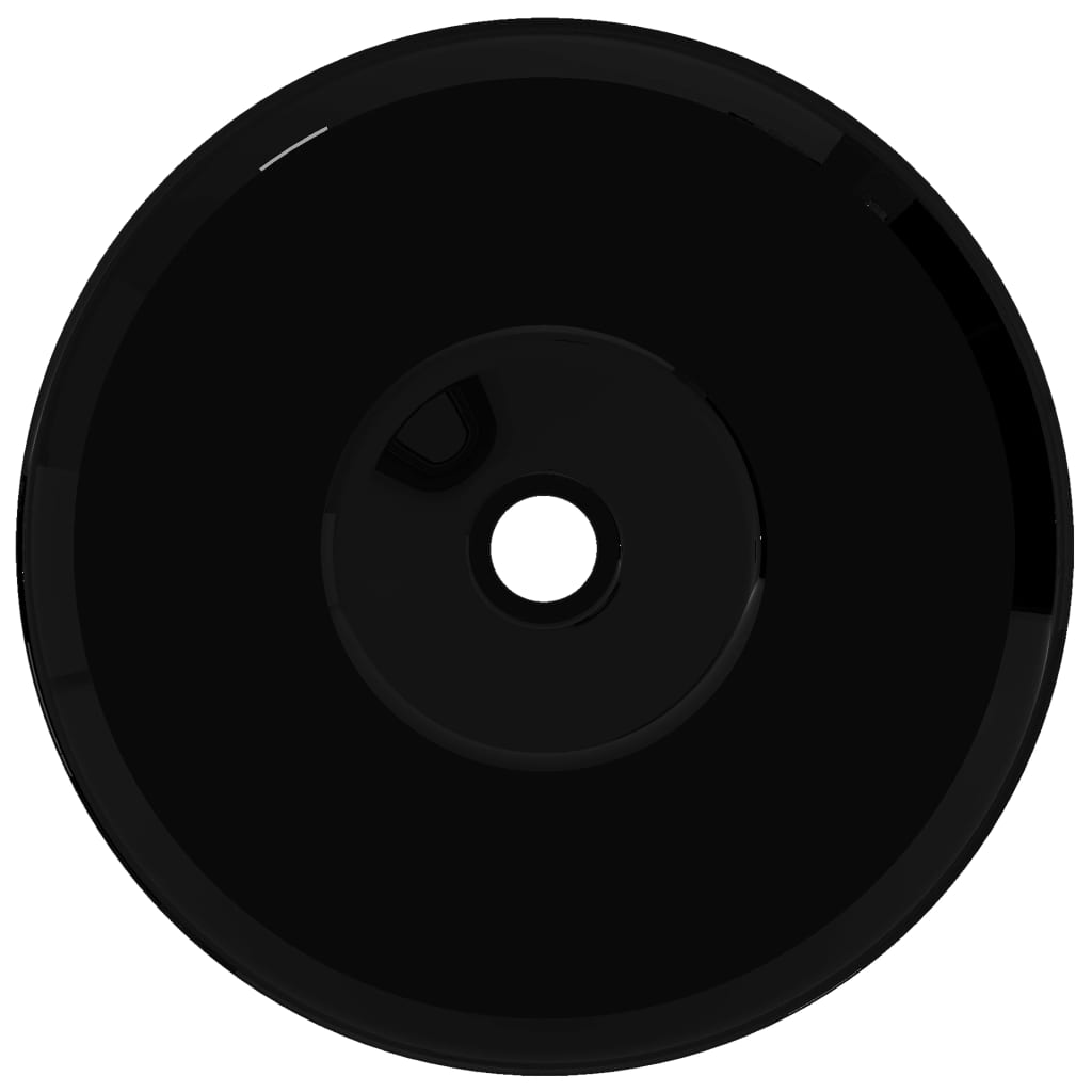 vidaXL Keraaminen Kylpyhuoneen Pesuallas Musta Pyöreä