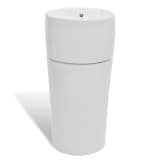 Chiuvetă rotundă din ceramică cu stativ și preaplin, alb