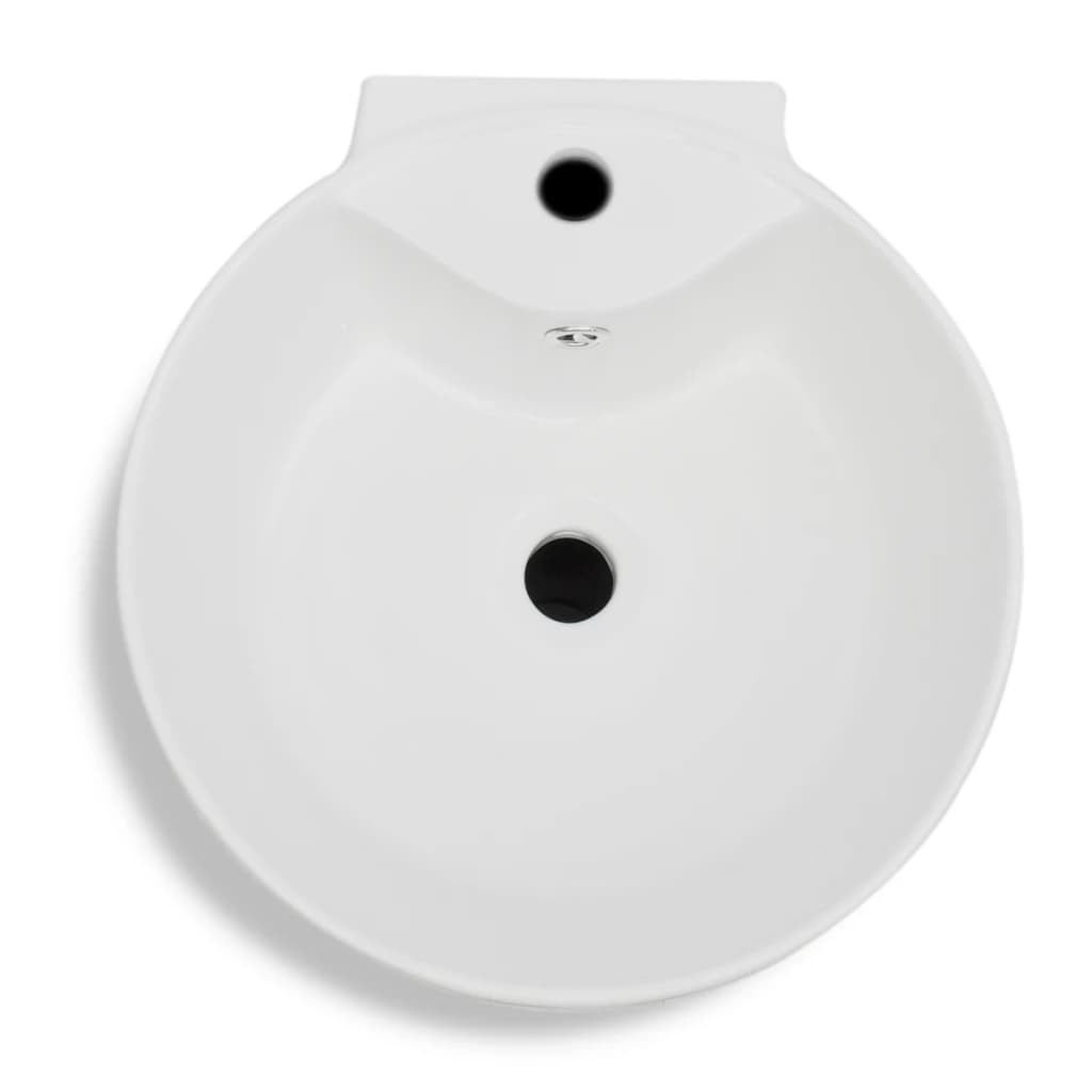 Vasque à Trou De Trop-plein/robinet Céramique Blanc Pour Salle De Bain VidaXL 16 width=274