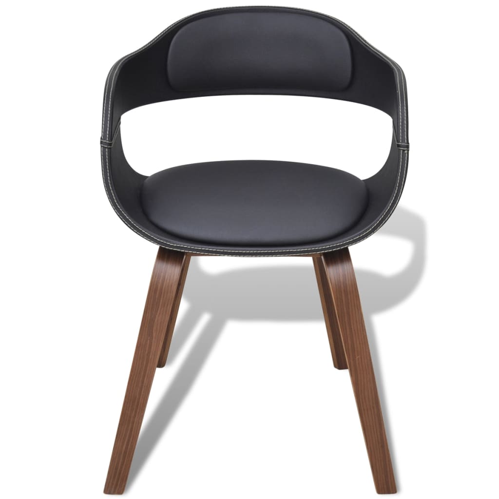 

vidaXL Eetkamerstoelen 2 st gebogen hout en kunstleer zwart