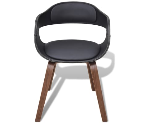 vidaXL Valgomojo kėdės, 4vnt., juodos, i&scaron;lenkta mediena, dirbtinė oda