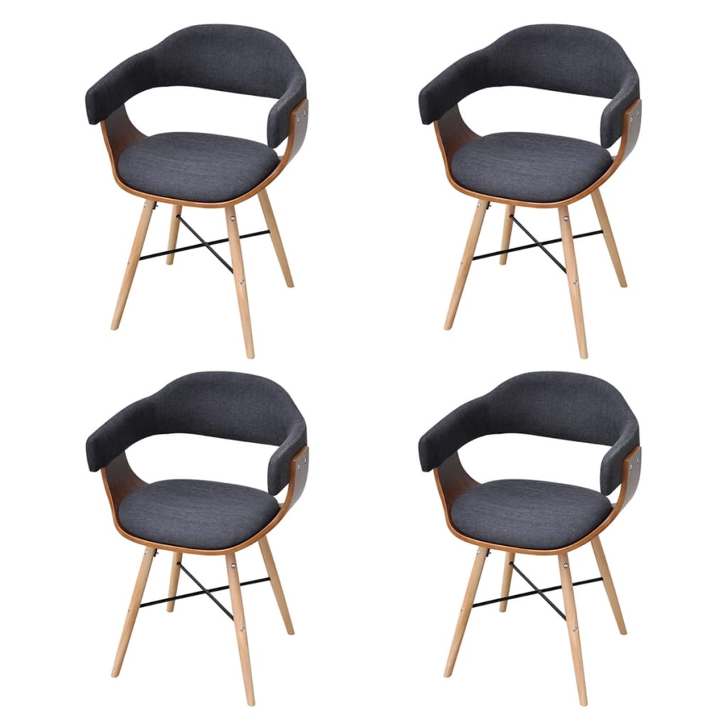 Image of vidaXL 4 pcs Dining Chair Bentwood with Fabric Upholstery