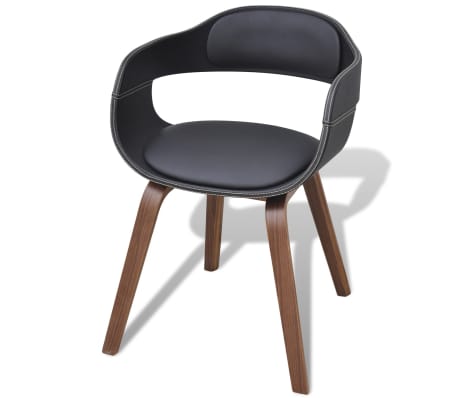 vidaXL Valgomojo kėdės, 6vnt., juodos, i&scaron;lenkta mediena dirbtinė oda