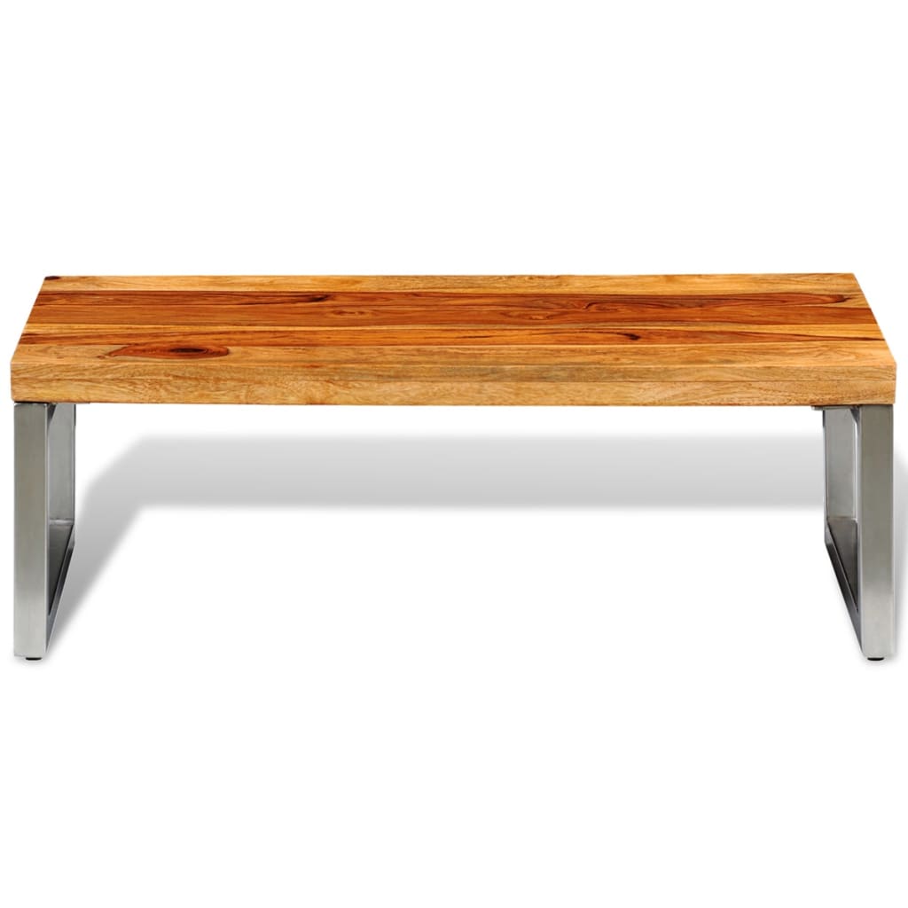 

vidaXL Salontafel met stalen poten massief sheeshamhout