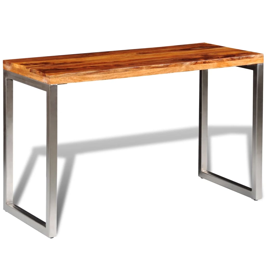 vidaXL Eettafel/bureau met stalen poten massief sheesham hout