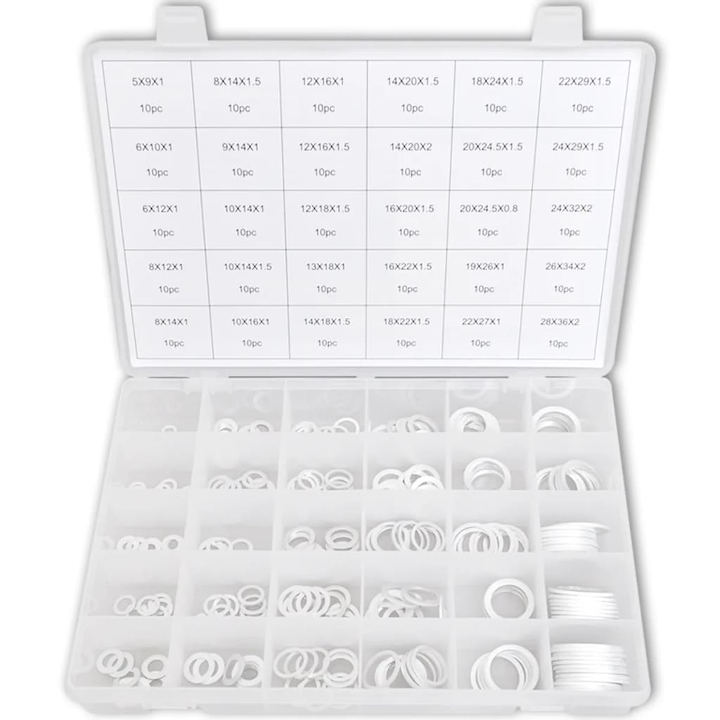 

vidaXL Set aluminium pakkingen, verschillende O-ringen 300 st