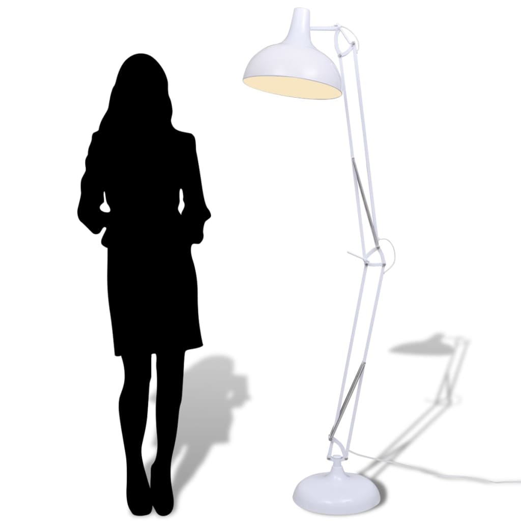 Nastavitelná stojací lampa bílá ve stylu Anglepoise