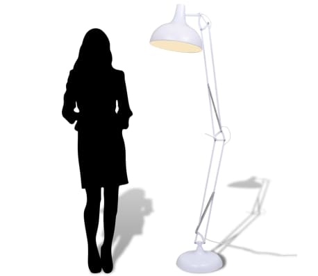 Лампа със стойка за под с ъглово позициониране, бяла