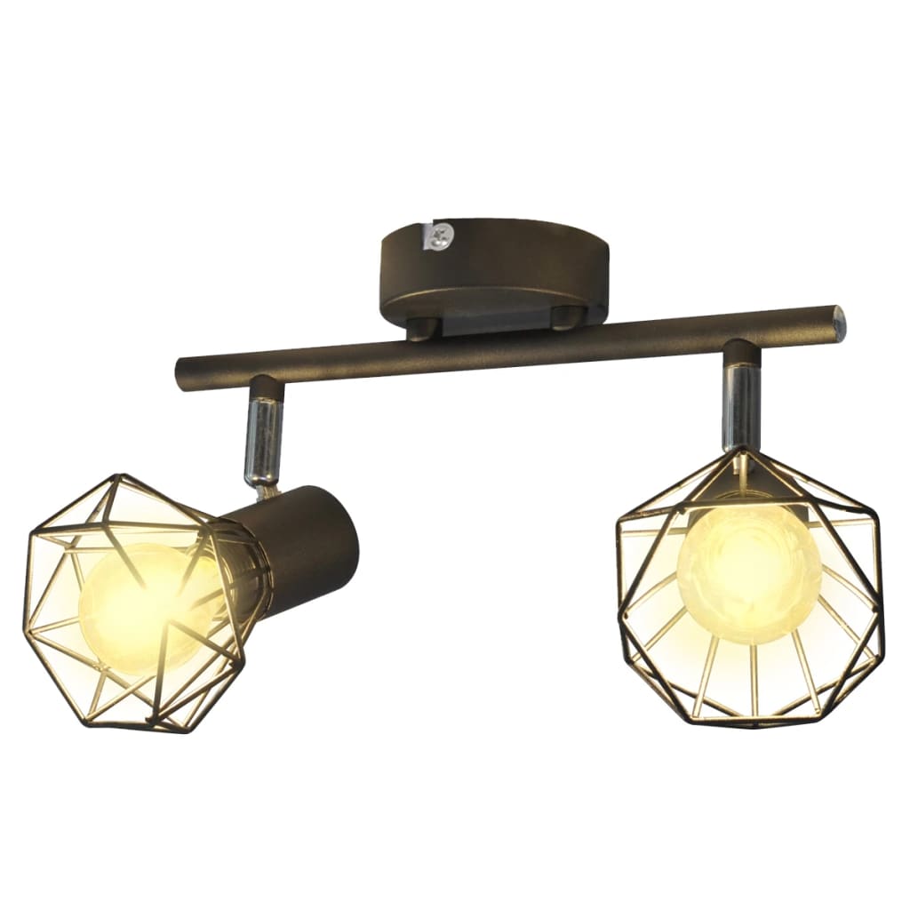Lustră cadru sârmă stil industrial 2 becuri LED cu filament, negru vidaxl.ro