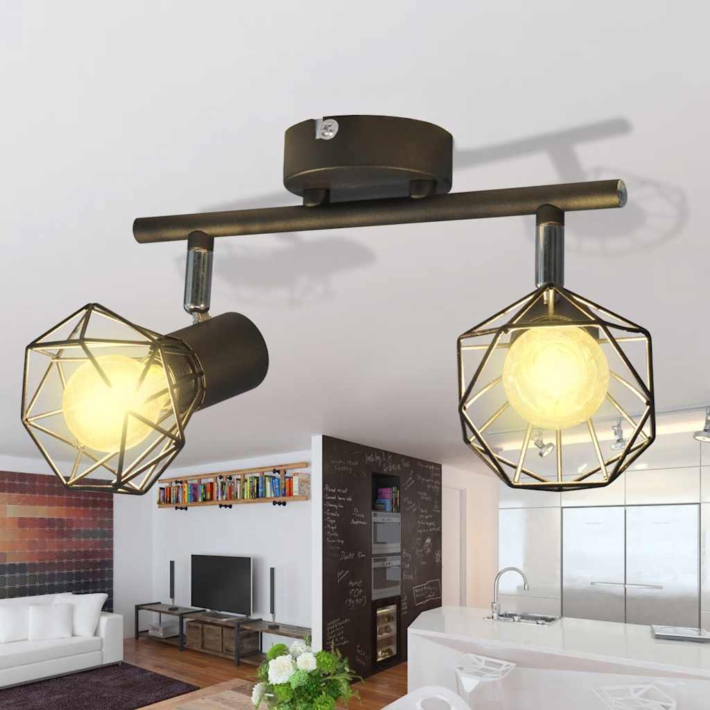 Thumbnail - vidaXL Deckenstrahler mit 2 LED-Glühlampen Industrie-Stil Drahtschirm