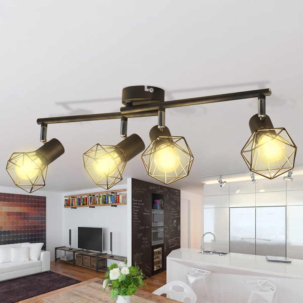 

vidaXL Lamp industrieel met 4 LED's zwart