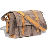 Canvas Real Leather Shoulder Bag/Messenger Bag Brown