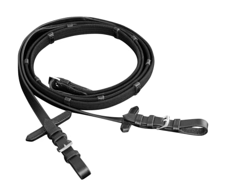 Lær dressurhodelag med tøyler og bitt, svart full