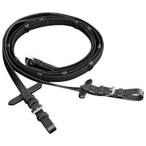 Lær dressurhodelag med tøyler og bitt, svart full