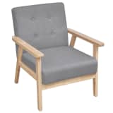 vidaXL Fauteuil avec cadre en bois Tissu Gris